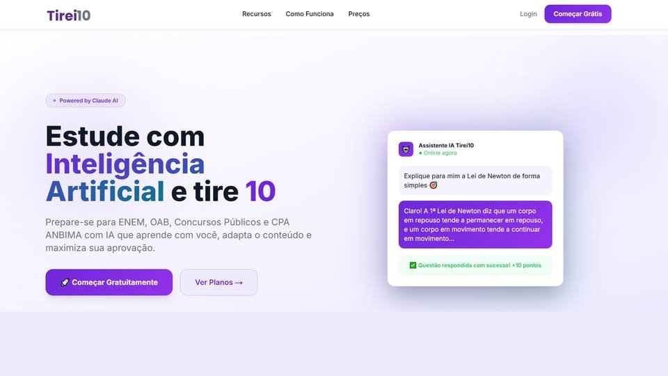Tirei10 — Plataforma de estudos com IA: projeto desenvolvido pela Avell Labs